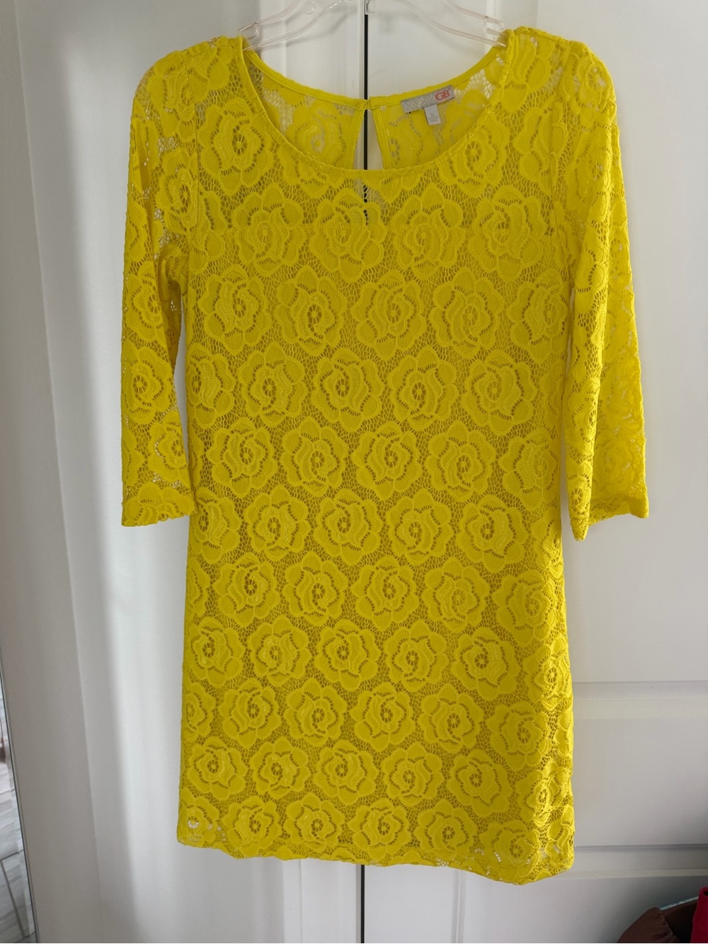 GB by Gianni Bini Yellow Floral Lace Mini Dress